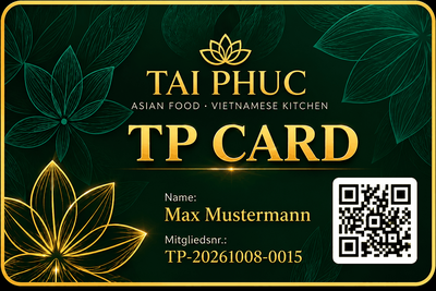 TP CARD – Designvorschau einer digitalen Treuekarte mit QR-Code
